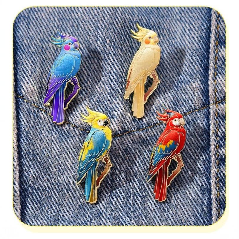 Colorful Bird Parrot Brooch Pin Polished Metal Lapel Badge Unique Decor for Coat Backpack Gift for Kids Bird Enthusiasts