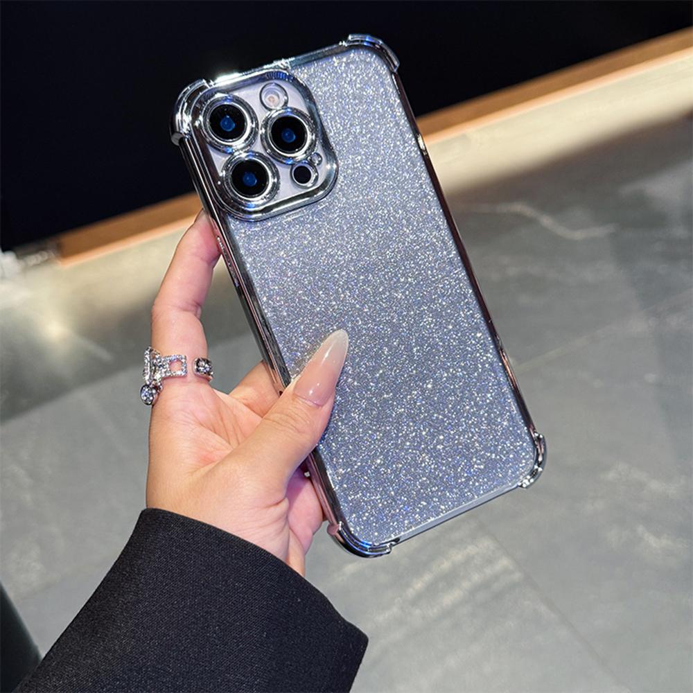 Luxury Plating Gradient Bling Glitter Shockproof Phone Case for Samsung S25 Ultra iPhone 16 Pro Xiaomi Redmi Note12 Itel Corners Reinforced Back Cover