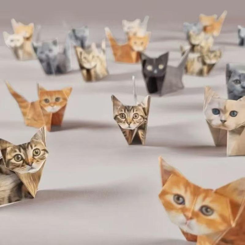 Cats Handmade Creative Diy Paper Cat Dog Dinosaur Folding Animal Folding Craft Paper Set For Decoration Kid Gifts