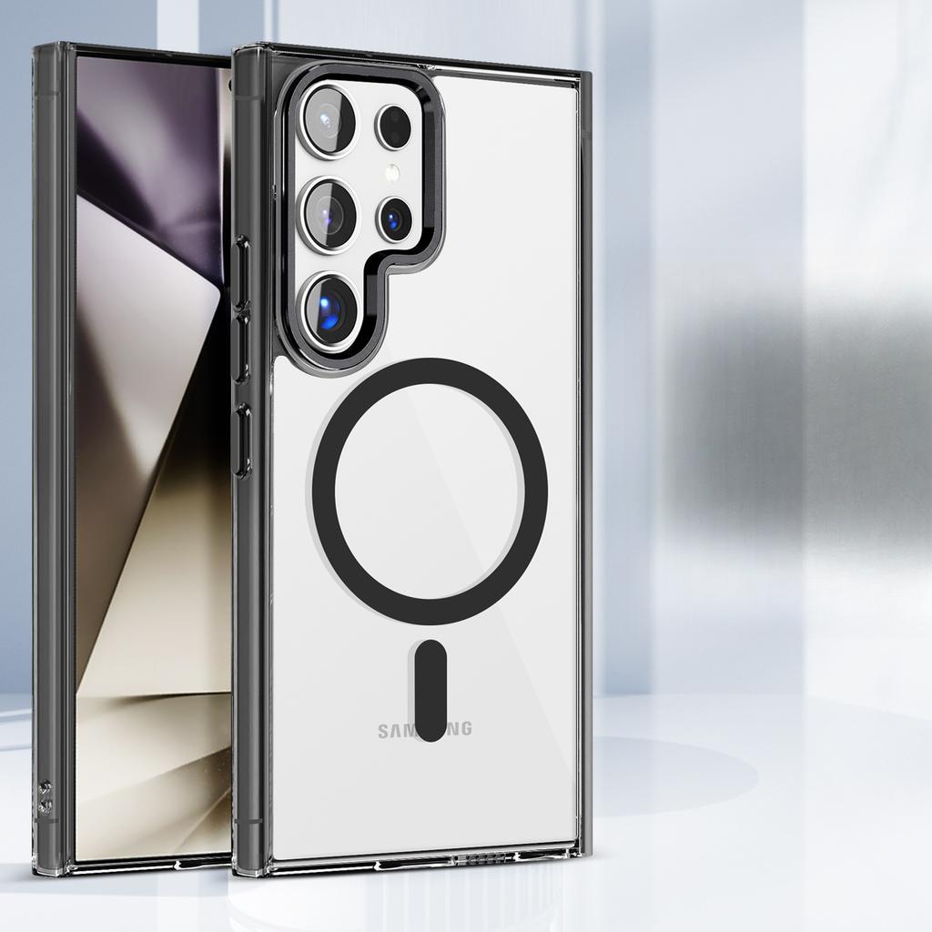 The Samsung S25Ultra Ice Color Transparent Magnetic Charging Phone Case Is Compatible with The S24FE Shockproof A16 Foreign Trade Protective Case