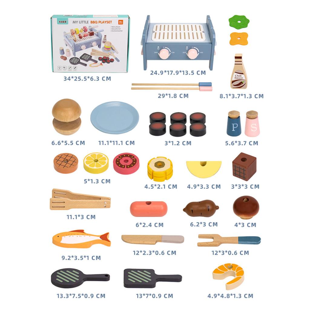 Kids Role Play Kitchen Set with Cutting Toy Accessories for BBQ Fun Play Food Set Pretend Play BBQ Grill Cooking Fun