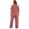 Women’s Oversized Sleeping Suits Short Sleeves Button Up Shirts Long Pants Loose Comfy Pajamas Spring Summer Night Sleep Wear