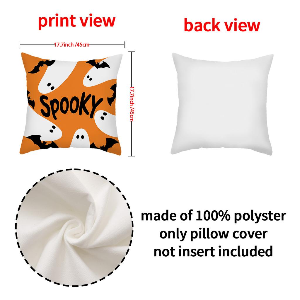 Halloween Funny Pillow Cover Short Plush Pumpkin Print Cushion Indoor Holiday Decoration Sofa Cushion