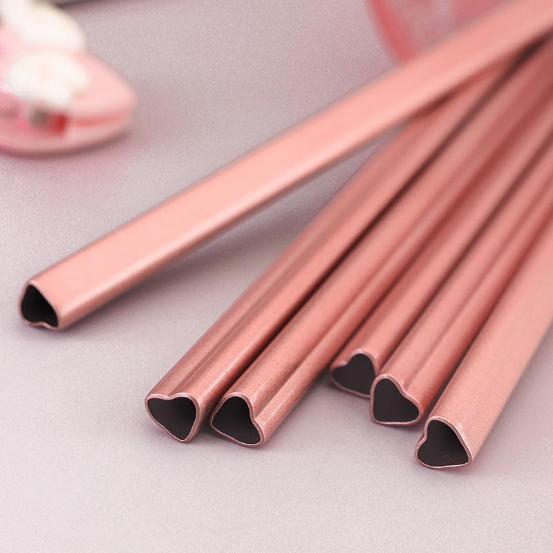 Stainless Steel Straw Creative Romantic Pink Heart Straw For Drinking Juice Milk Parties Supplies