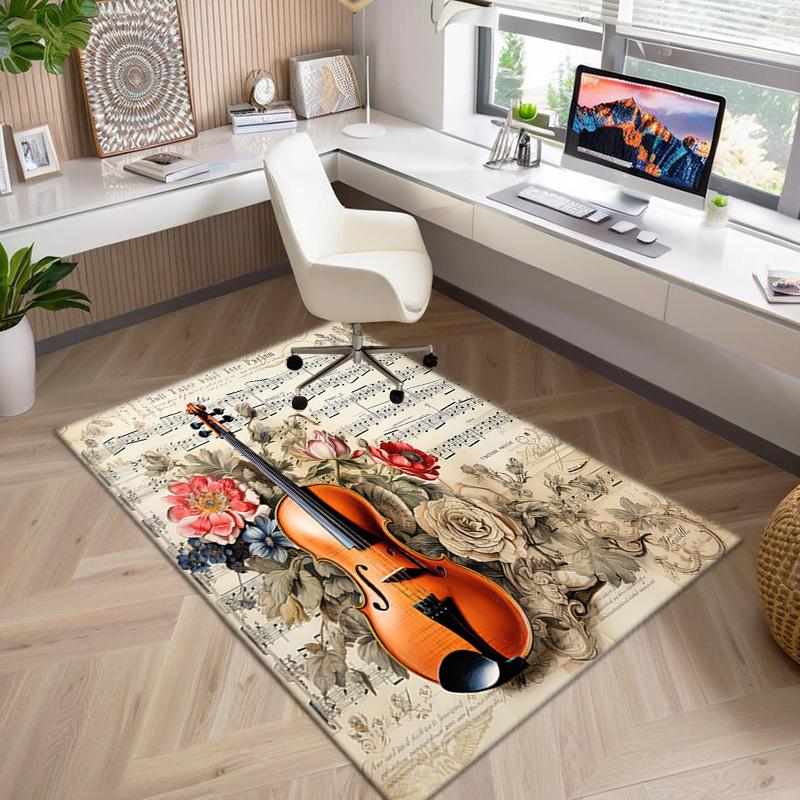 1Pc Musical elements Printed circular carpet, home door mat, outdoor travel protection carpet A7