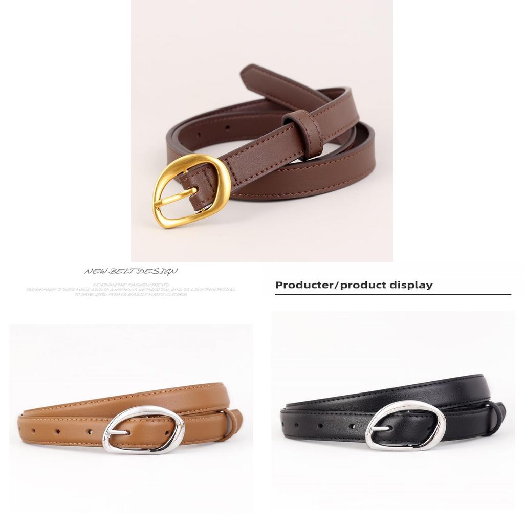 True Leather Womens Belt With Geometric Buckle For Casual Jeans Styling