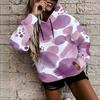 Women Plus Size Abstract Printed Long Sleeve Drawstring Hood Kangaroo Pocket Pullover Hoodie