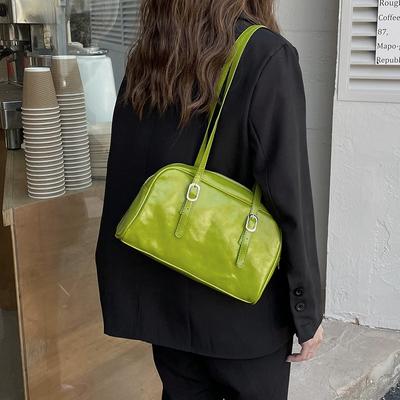 Simple Leather Women's Handbags Fashion Solid Color Shoulder Bags Versatile Underarm Bags Casual Commuting Small Handbags