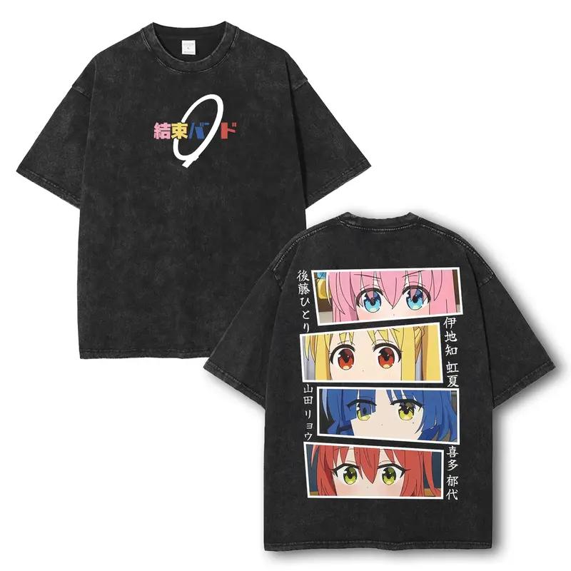 Gotoh Hitori Bocchi The Rock! Clothing Men Women Manga T-shirts Vintage Washed T Shirt Casual Cotton Tee Harajuku Male Tshirt S чёрный