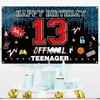 Offizielles 13. Geburtstag Tür-Hintergrundbanner für Teenager Happy 13th Birthday Dekorationen Rot Blau 13-Jähriger Geburtstagsparty Garten