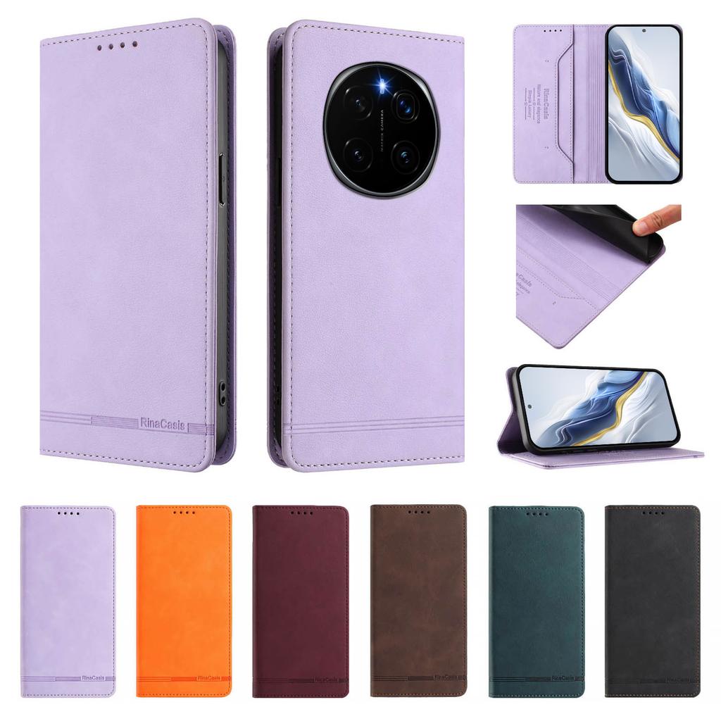 Läderfodral med fällbart läder till Huawei Pura 80 70 Pro Plus Pura 80 Ultra P60 P50 P40 P30 P20 Pro P60 Art Luxury Plånboksfodral med fäste