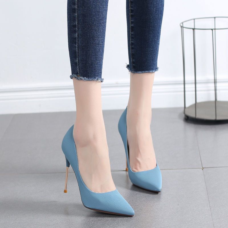 Vielseitige High Heels Damen 2025 neue koreanische Version dünne Absätze flacher Ausschnitt spitze Schuhe Frühling und Herbst Internet-Berühmtheit französisches Mädchen Schuhe