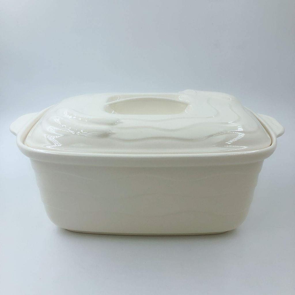 White pickle bowl with drainer, made in Japan, refrigerator safe