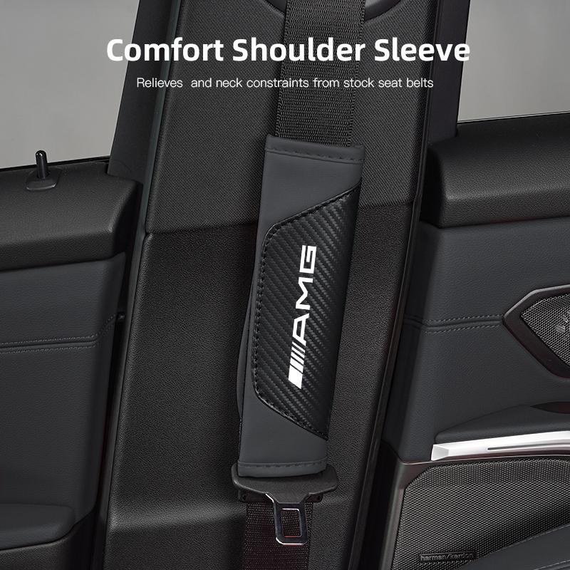 Car Belt Shoulder Pads Leather Safety Belt Cover Auto Interior Keychain For Mercedes Benz AMG Smart Fortwo 451 450 453 EQ Forfo