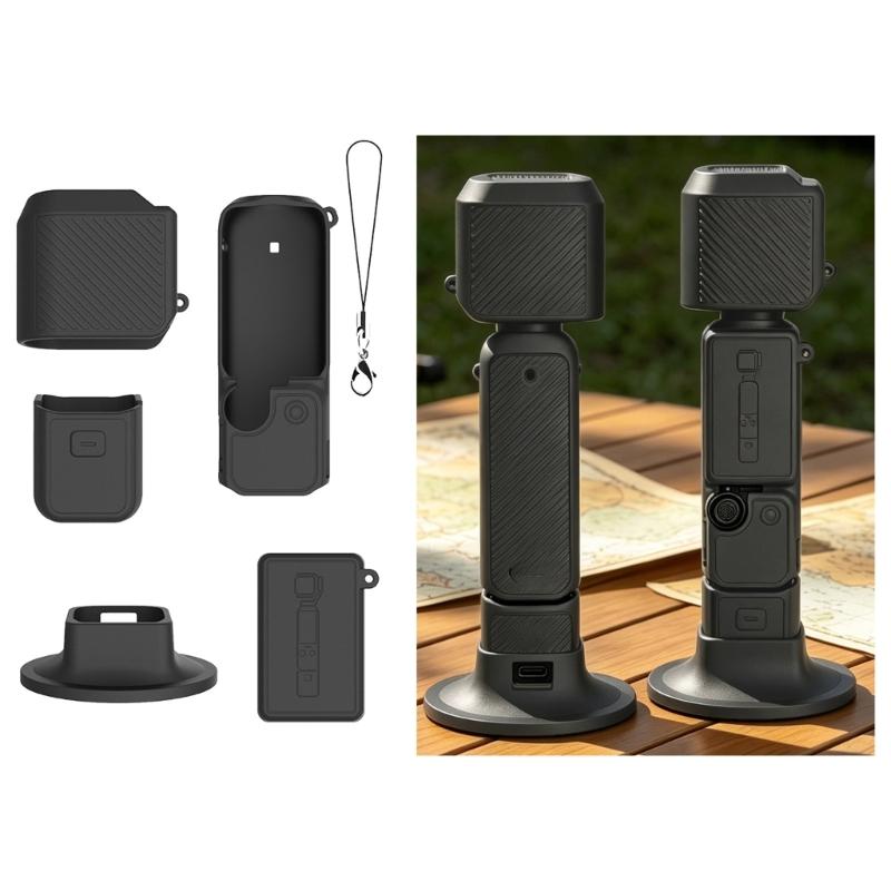 Fashionable Silicone Case Skin For Pocket 4 Camera Cover Vertical Stand And Wrist Strap NonSlip Grip Protectors