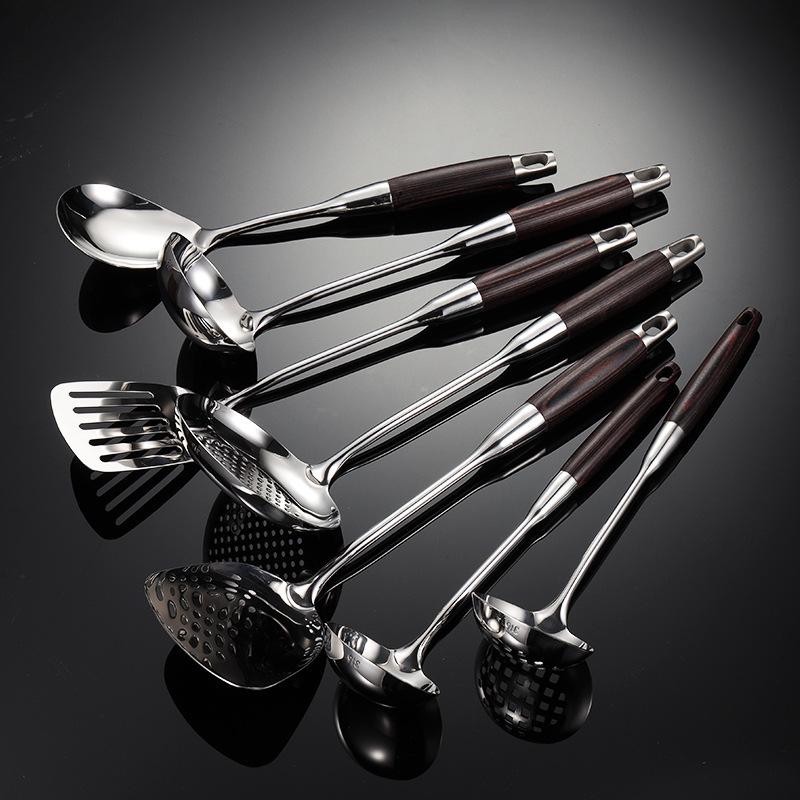 316 Stainless Steel Black Color Wood Multi-specification Spatula Kitchen Utensils Cooking Spoon Spatula Rosewood Bright Housewarming Gift