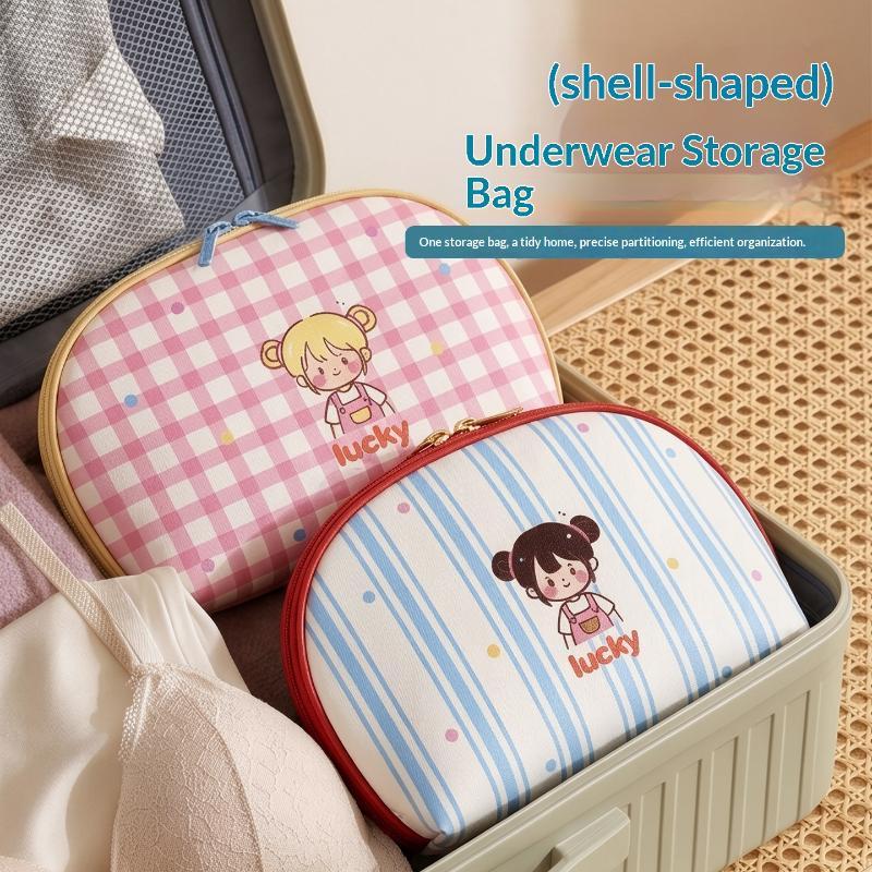 Waterproof Travel Storage Bag Large Capacity Zipper Pouch Bra Organizer Bag Polyester Bag Cartoon Underwear Storage Bag