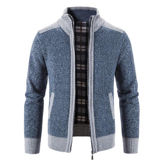 Zipper Closure Men Cardigan with Pocket Polyester Precisely Detail Men Sweater for Dating Wear