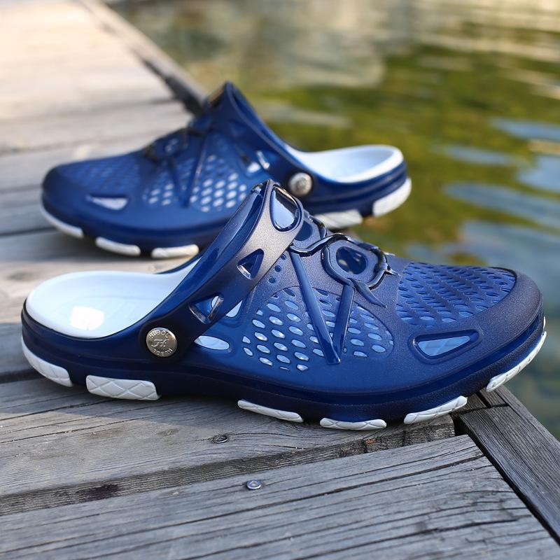 2025 Summer Foreign Trade New Couple Sandals Bag Head Hollow Jelly Shoes Breathable Large Size Men's Shoes Beach Hole Shoes