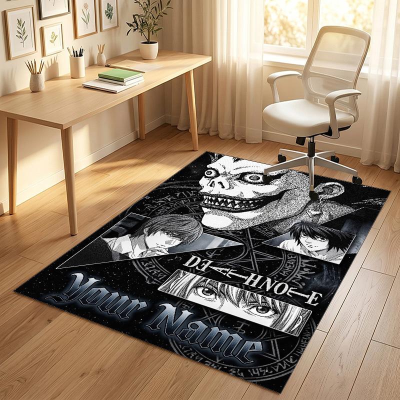 Personalized Crystal Velvet Carpet,Death Note Custom Printed Name, Plush Area Rug For Home Indoor Decor