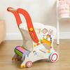 Wooden Infant Pusher Cart Cutout Openings Push Stacking Rings Play for Young