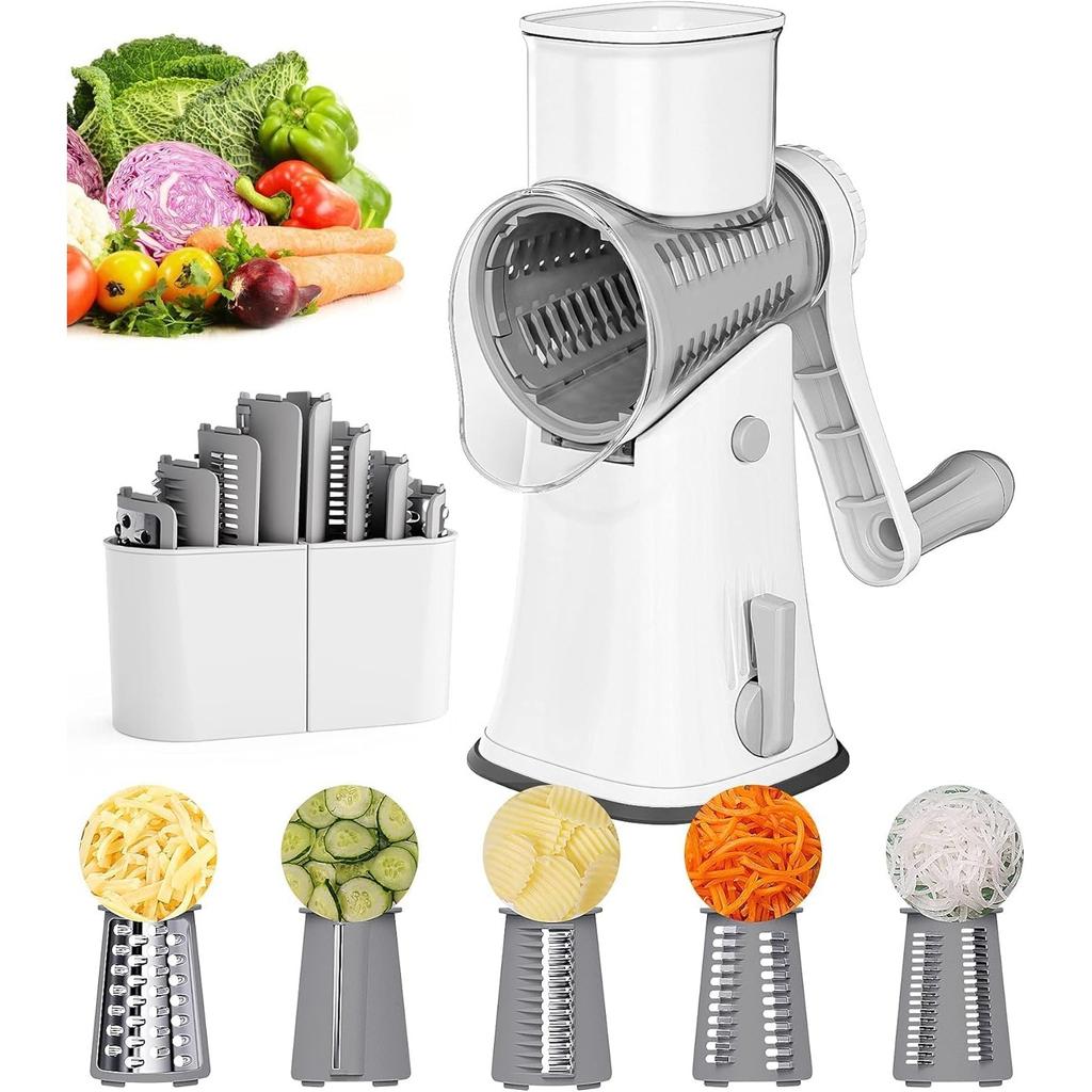 5-in-1 Vegetable Slicer Set White - Cutter, Grater and Mincer Kitchen Tool