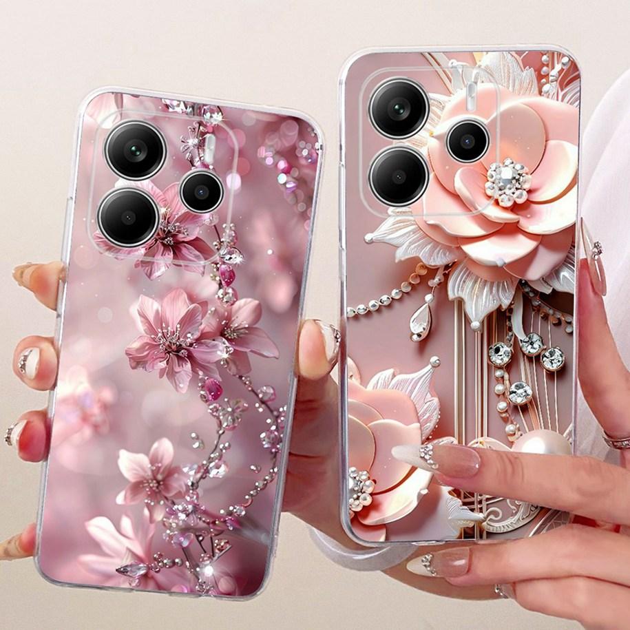 For Xiaomi Redmi Note 14 4G Case New Fashion Flower Bowknot Soft Slim Silicone Back Cover For Redmi Note 14S Note14 5G Protector