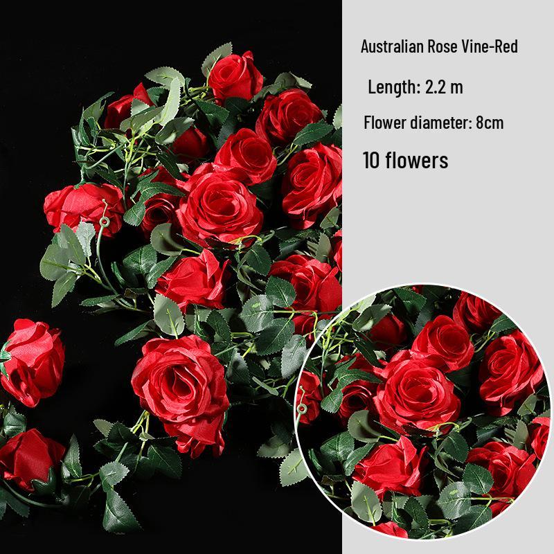 Artificial Rose Vine Wall Decor for Air Conditioner Pipes