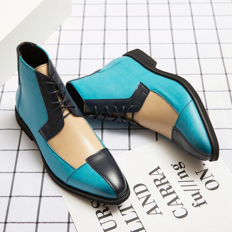 FashionMen's Boots Brand Business Oxfords Men Formal Ankle Boots Patent Leather Men's Dress Shoes Lace-UP Office Wedding Big Size 38-48