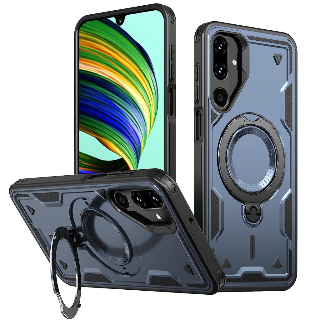 Para Samsung Galaxy M16 F16 M56 F56 Capa Armor À Prova de Choque Suporte Magnético Giratório 360° Moldura TPU Capa de Celular de Plástico Rígido Fundas