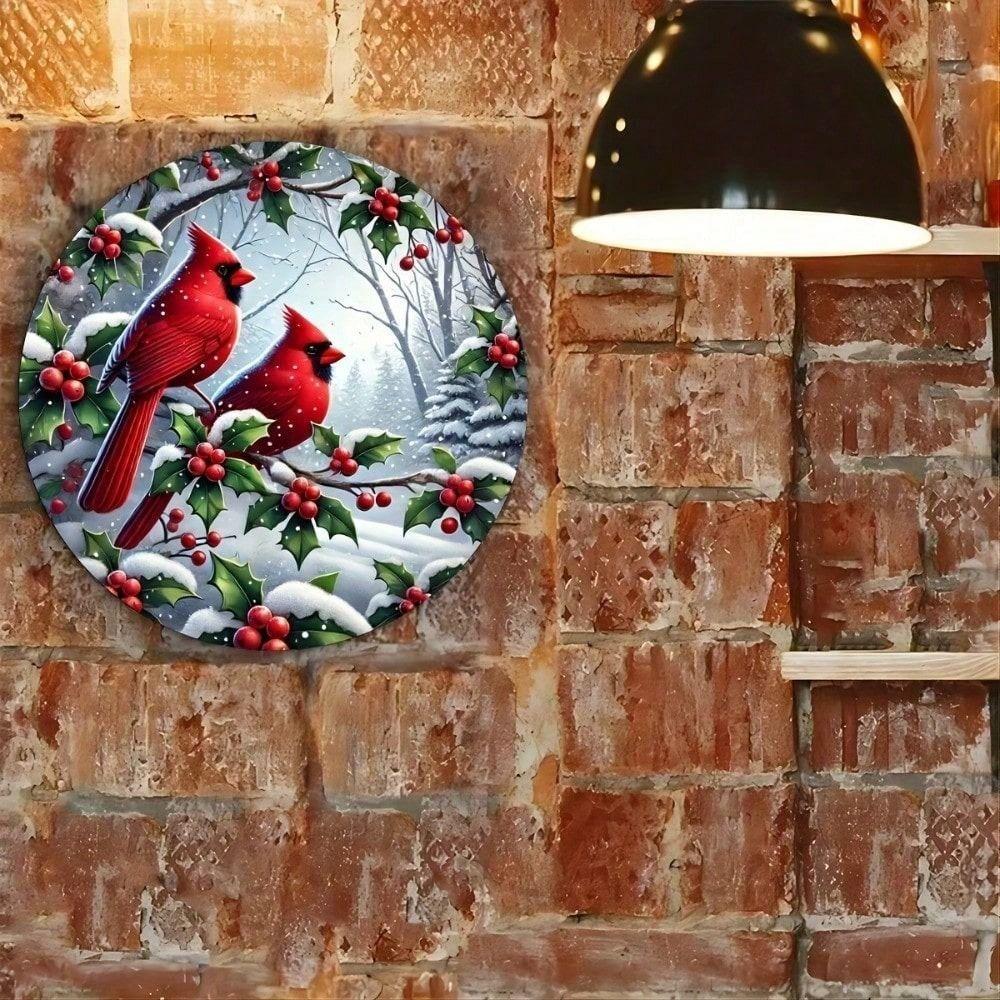 Vintage Round Metal Sign Cardinal Wall Art Kitchen Decor