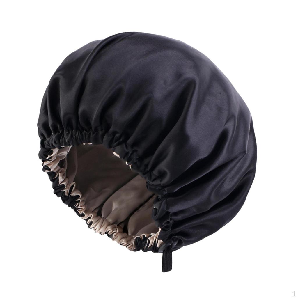 Satin Bonnet Head Wear Adjusting Night Sleep Hat for Bath Long Straight Hair
