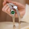 Mini Bowknot Mesh Band Women Quartz Watch, Small Round Dial Light Luxury Alloy Ladies Dress Wrist Watch with Shell Sunray Dial