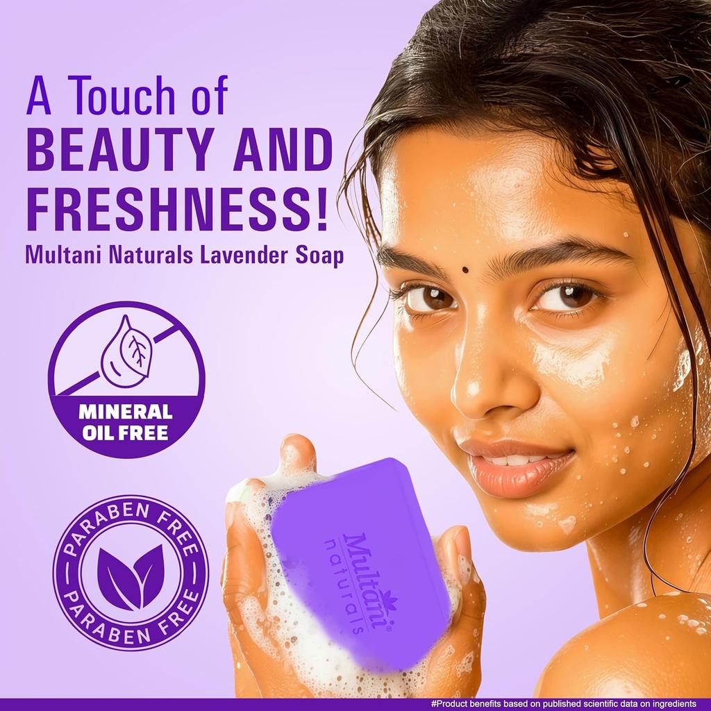 Multani Natural Lavender Soap Bar For Bath 125 Gm Pack Of 3 Pcs Paraben Free Ayurvedic Moisturizing Soap For Men Women