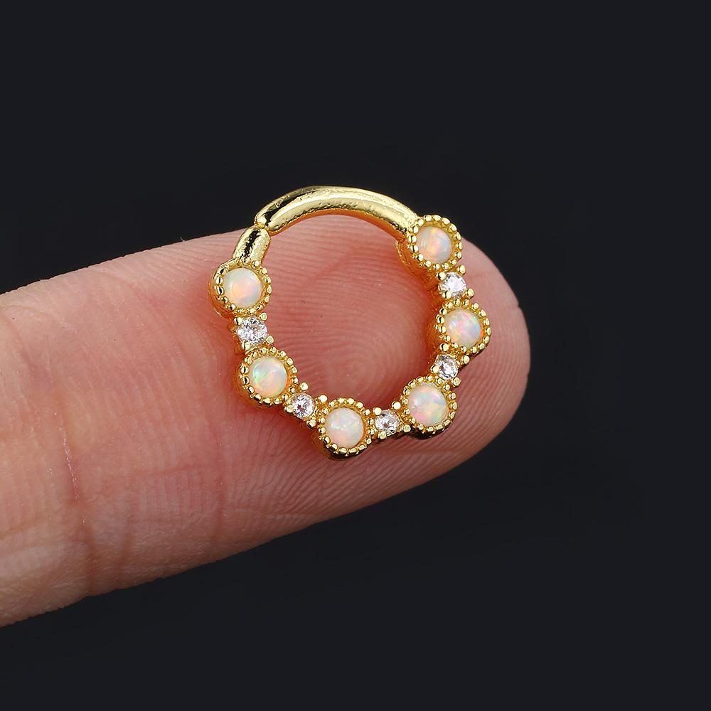 

1pc Ins Opal Piercing Hoop Piercing Earring For Women Mini Zircon Cartilage Helix Daith Conch Tragus Rook Lobe Ear Body Jewelry Earrings&Ears