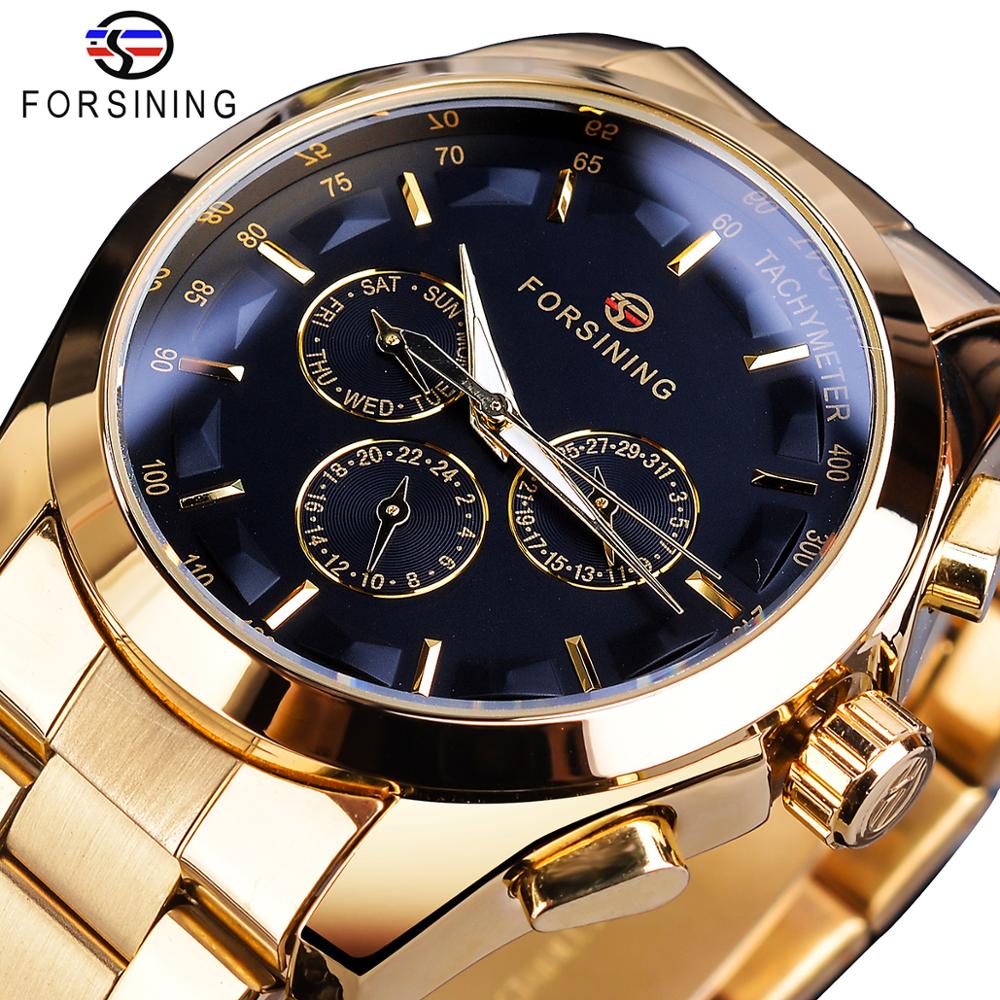 FORSINING Orologio Uomo Automatico Scheletrato, Meccanico A Carica Automatica, Acciaio Inox Impermeabile, Quadrante Grande