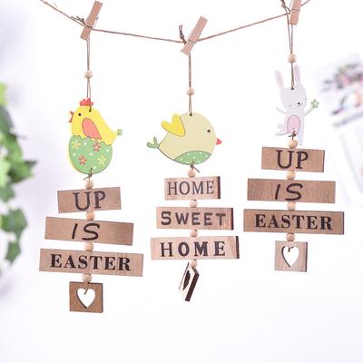 Neue Stile, Osterdekorationen, Ostereier, Vögel, Hasen, Küken, Anhänger aus Holz, Eiförmig, Dekorationen für Holzhütten