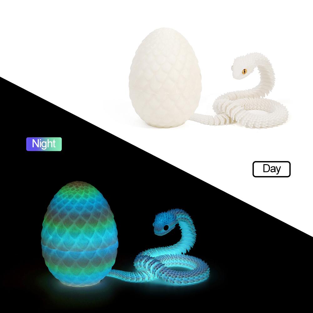 3D Printed Snake Egg Action Figure Toys Creative Stress Relief Rotatable Desktop Ornament Gift for Kids Adults