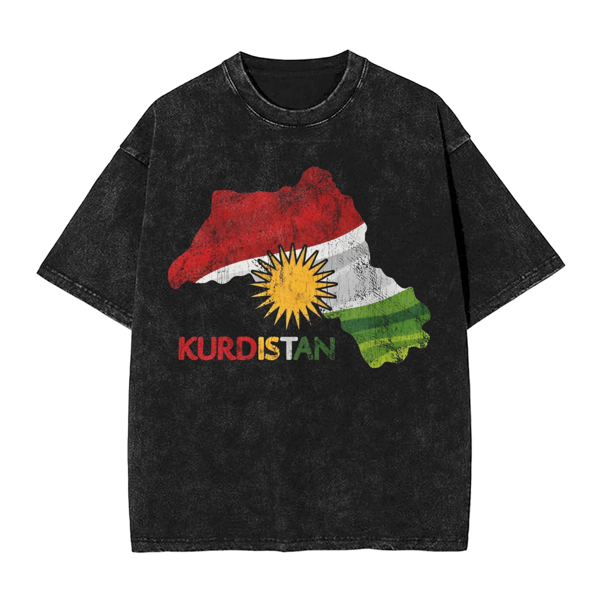 

Flag Map of Kurdistan T Shirts Hip Hop Washed Short Sleeve Harajuku TShirts Novelty Unisex Women Streetwear Printed Tops Tees 2XL