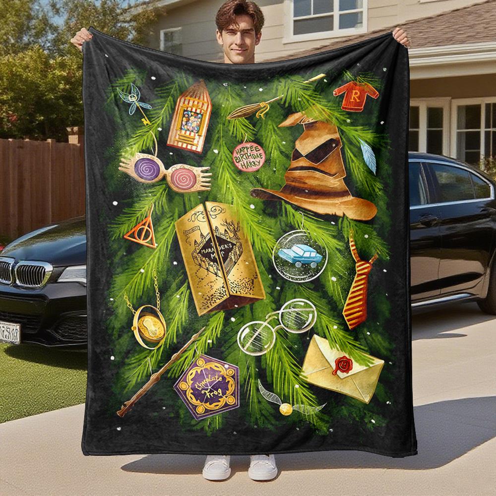 1pc Harry Potter Christmas ornaments Outdoor Flannel Throw Blanket All Season Soft Warmth,Home Decor 1031171