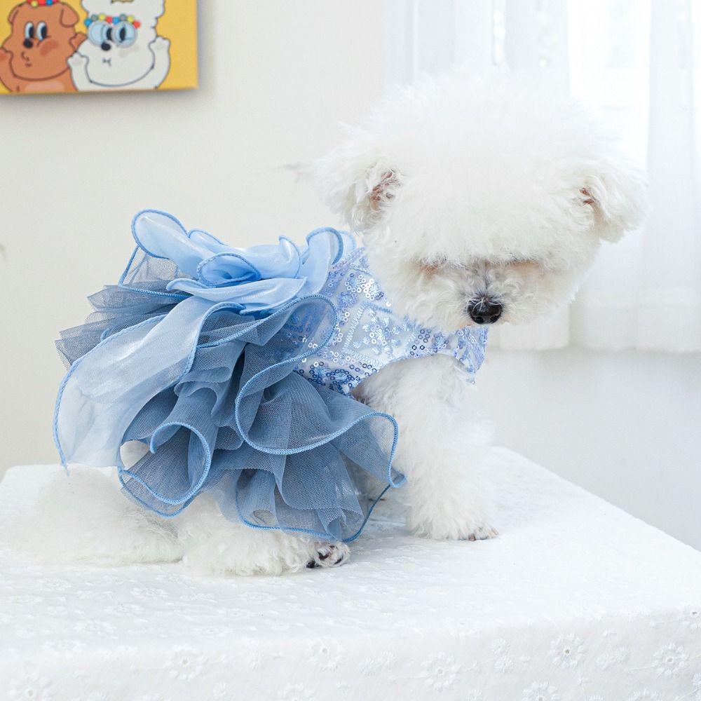 

Organza Cat Dog Wedding Dress Big Bow Puppy Skirt Fairy Dress Pet Skirt Birthday Party XL синій