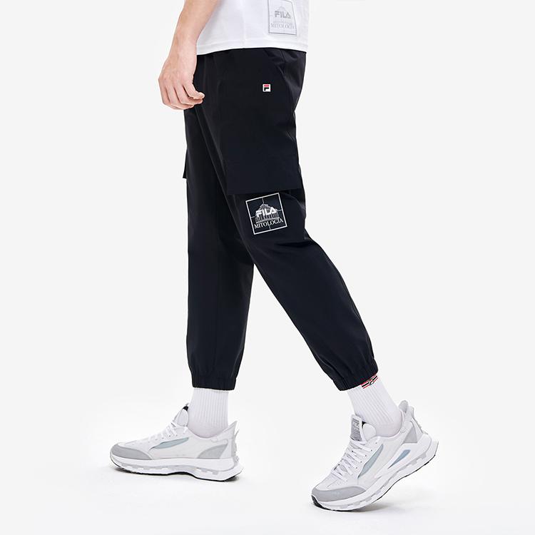 Fila Versatile Loose Fit Solid Color Logo Woven Casual Pants Men Pants Black F11M238802FBK