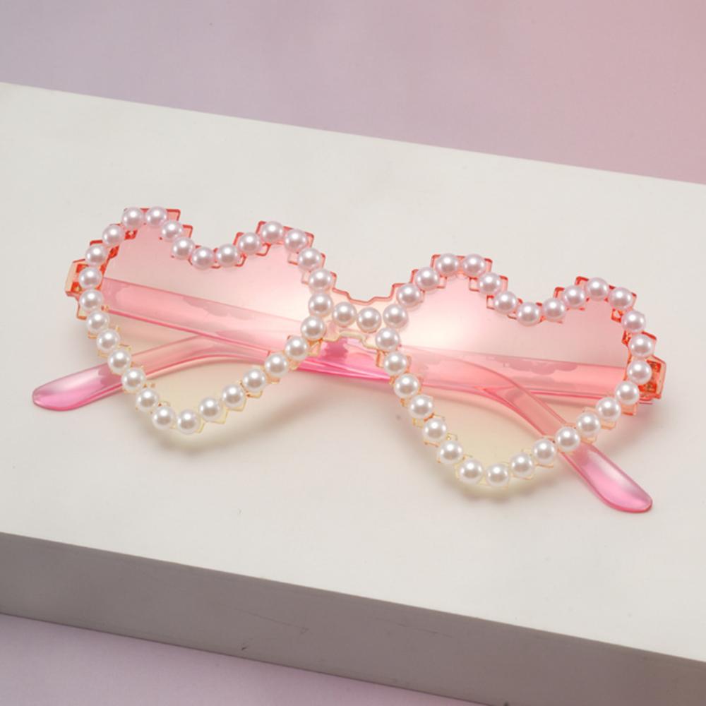 Y2k Trendy Sunglasses Candy Color Sunglasses Pearl Embellished Sunglasses Kids Colorful Sunglasses Summer Outdoor UV Protection