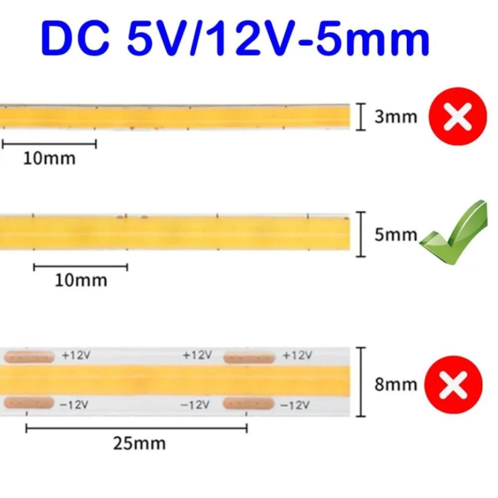 DC 5V 12V USB LED COB bandă 400 leduri/m 5mm alb alb cald LED bandă de lumină 1- 10m LED șir de lumină TV fundal de iluminat bandă decor lampă