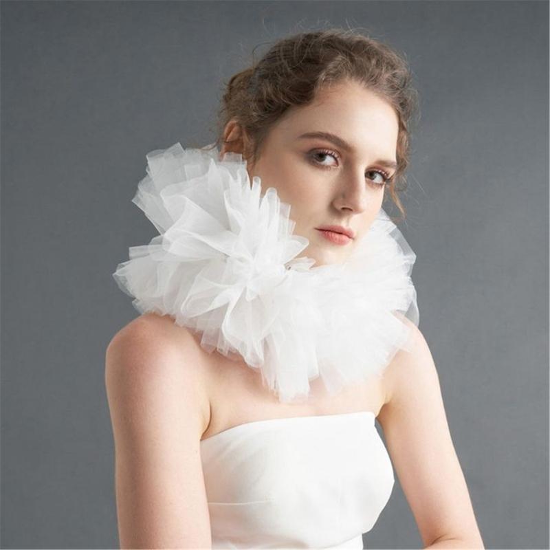 Stilvolles Puff-Design Mehrlagiges Netz Abnehmbarer Kunstkragen Cosplay Clown Choker Halskrause für modebewusste Frauen