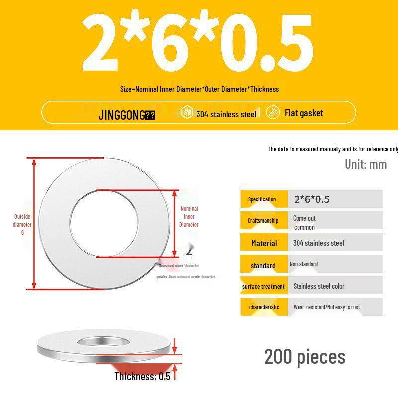Zesílená plochá podložka/distanční kroužek z nerezové oceli 304 M4 M5 M6 M8