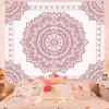 VIKAMA Psychedelic Pink Bohemian Mandala Tapestry Floral Art Aesthetic Wall Hanging Living Room Home Decor Soft Wall Decoration