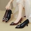 Woman's High Heels Black New Suede Leather Pointed Toe Women's Business Wedding Office Shoes 4cm 6cm