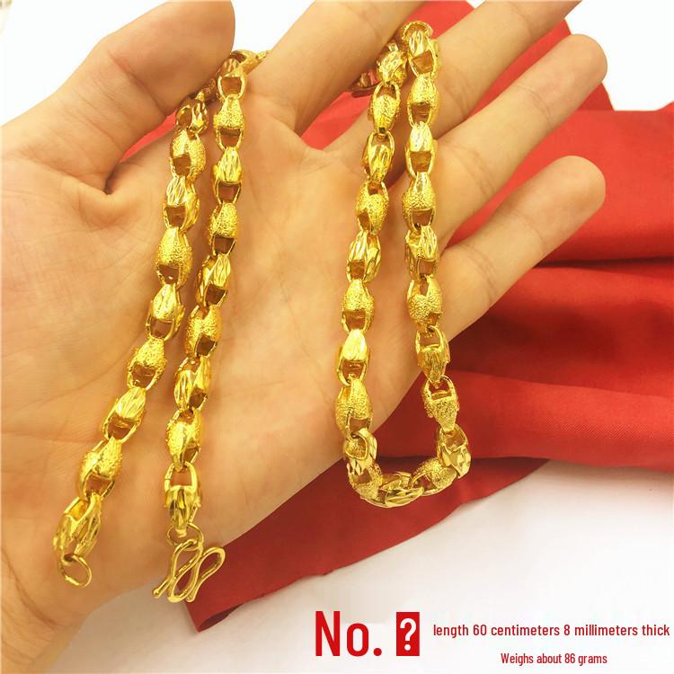 Men's Double Dragon Head Necklace: Non-fading Brass with Thick Gold Plating, Vietnamese Sand Gold Jewelry.