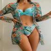Swimsuit three-piece outerwear women's bikini split women's bikini sexy lace trend